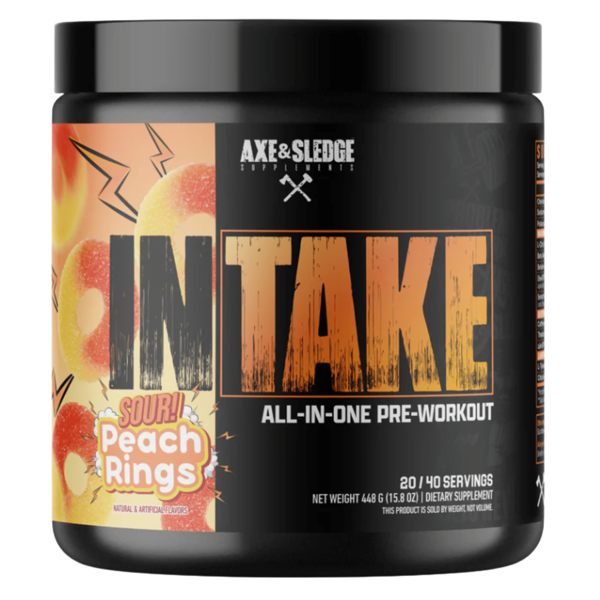 Axe & Sledge Intake Pre Workout, Peach Rings flavor