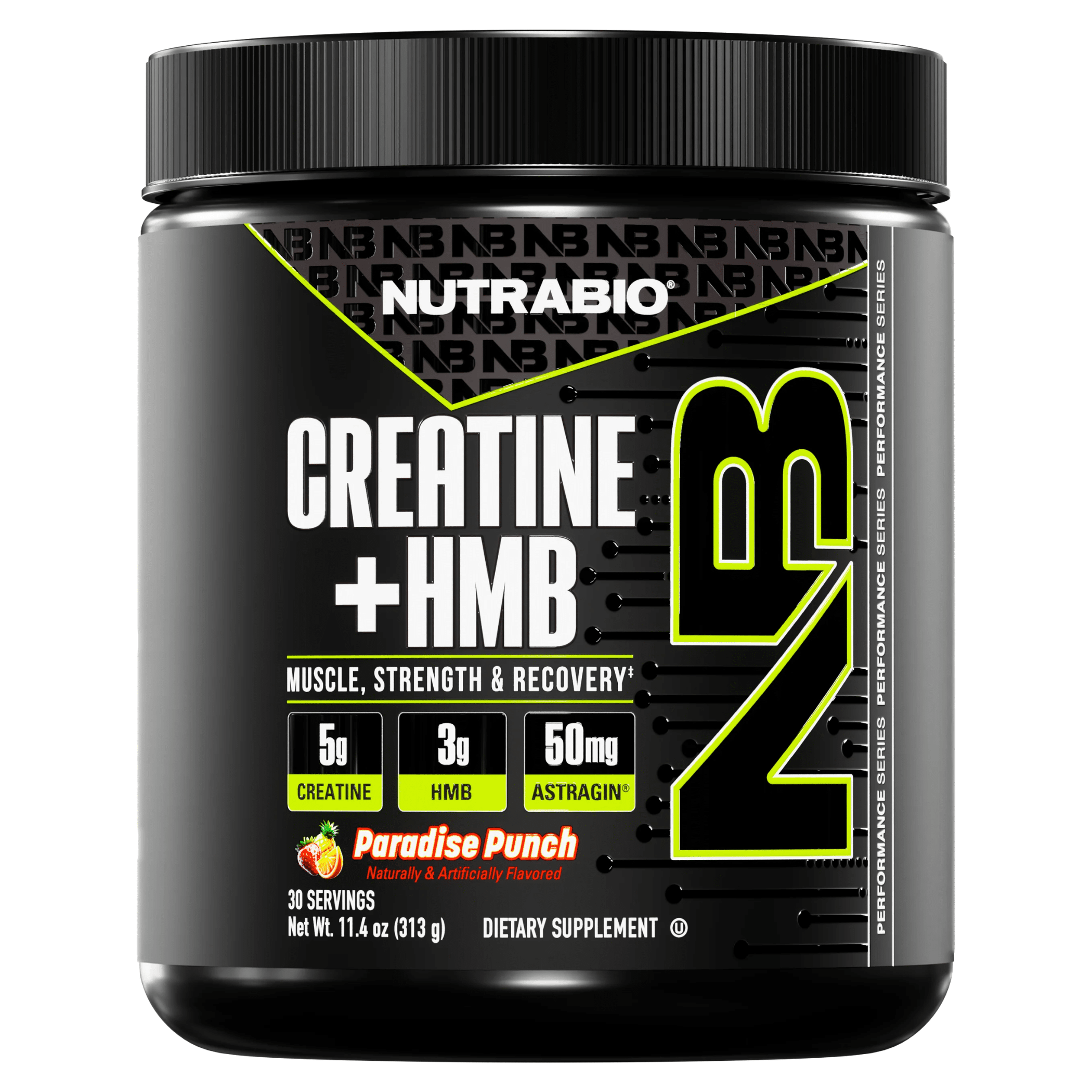 NutraBio Creatine + HMB — 5g PharmaPure Creatine and 3g HMB, 30 Servings