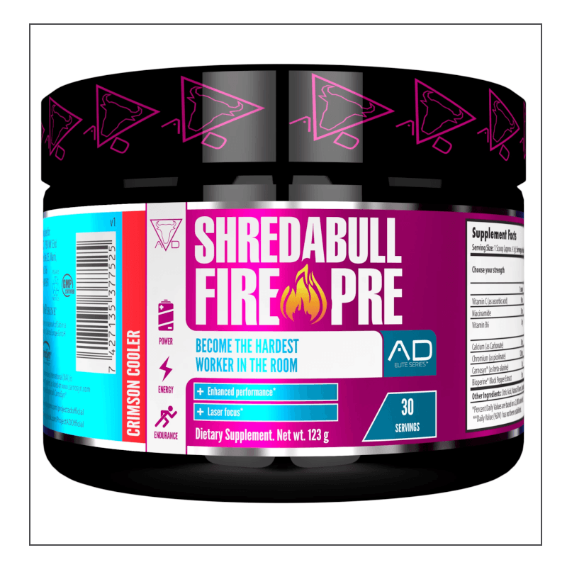 Project AD Shredabull Fire Pre Crimson Cooler Flavor Coalition Nutrition