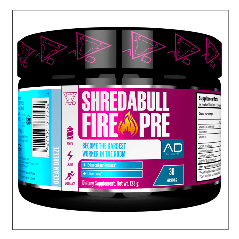 Project AD Shredabull Fire Pre Ocean Breeze Flavor Coalition Nutrition