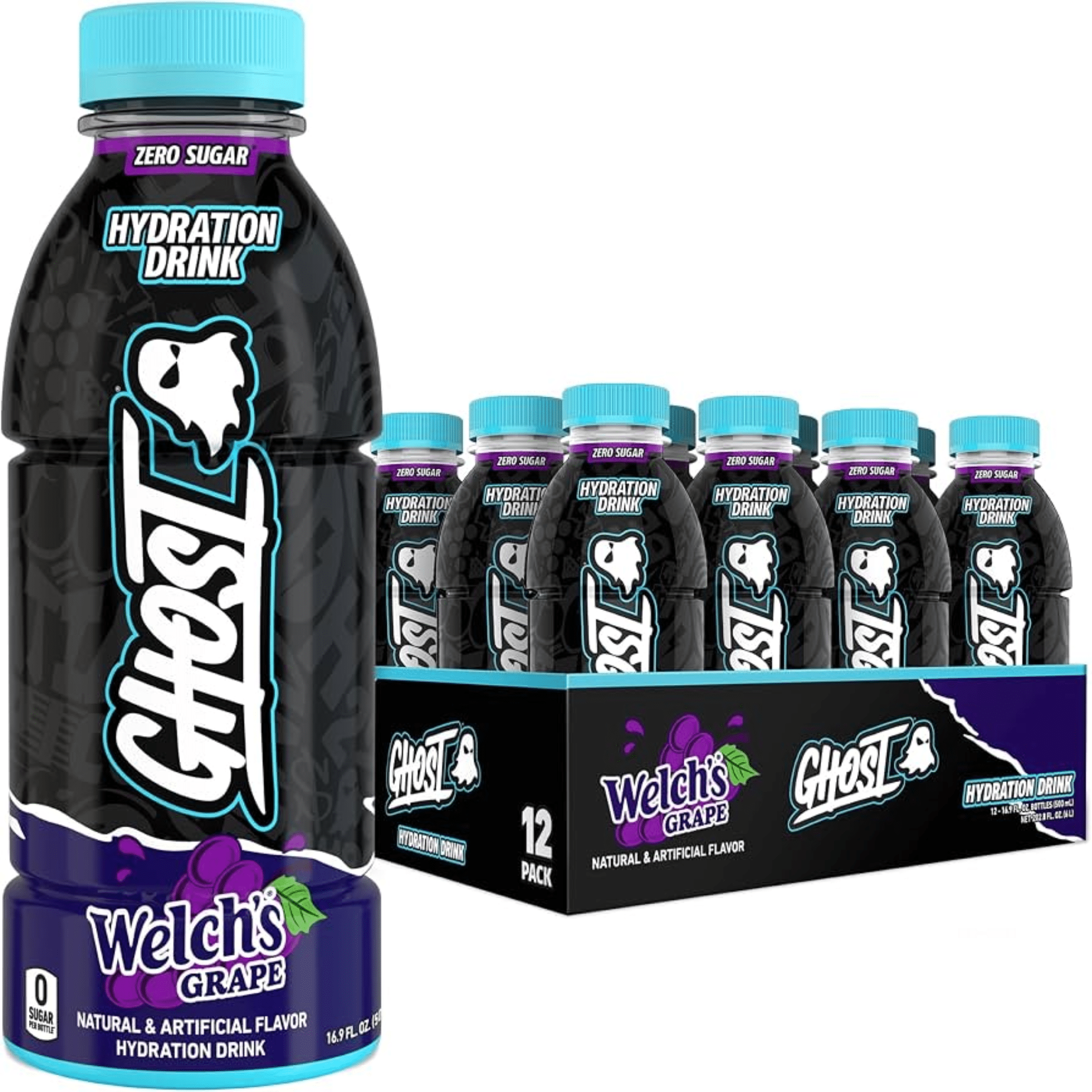 Ghost Hydration pre-workout powder, Case size, Welch's Grape flavor