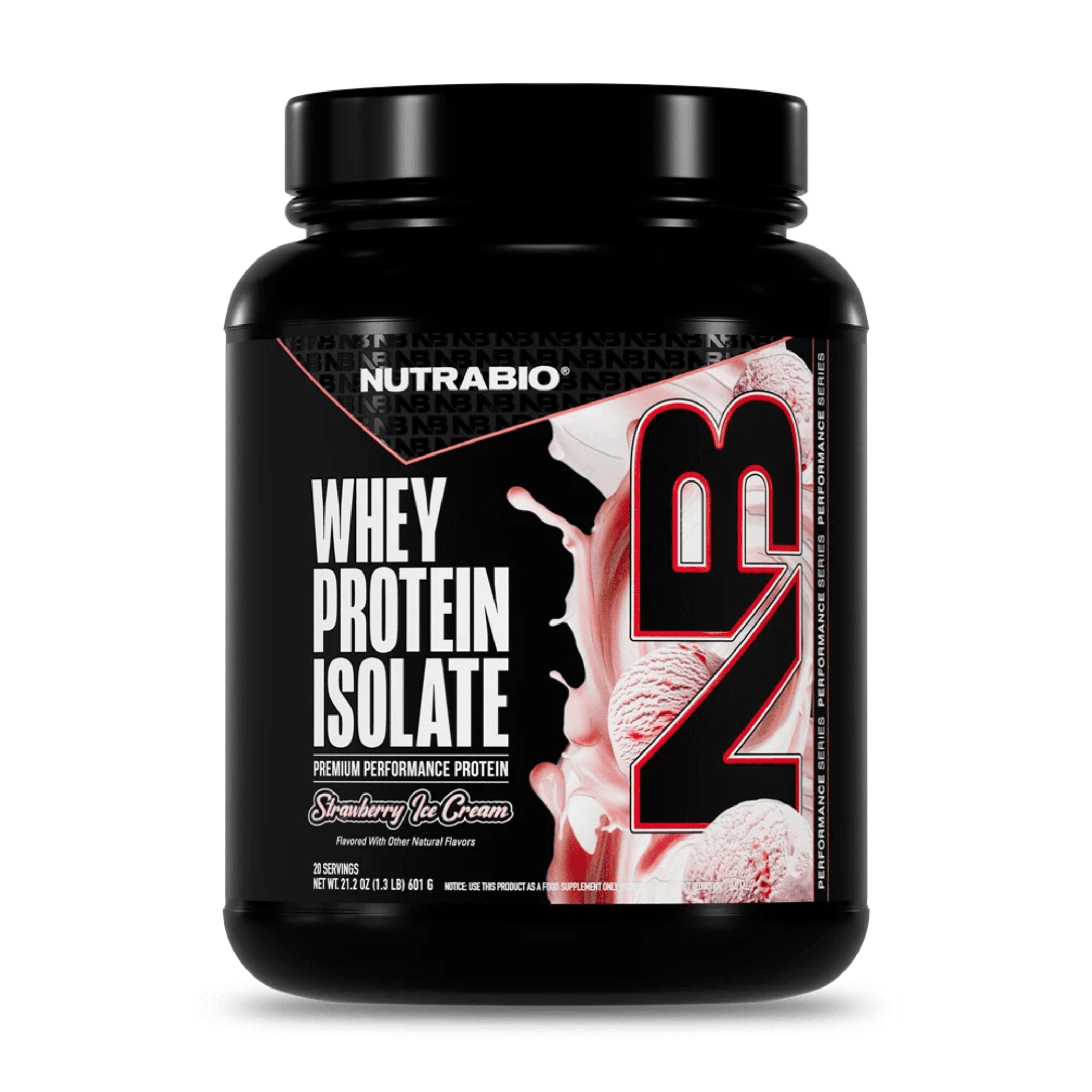 Nutra Bio 100% Whey Isolate protein powder, 20sv size, Strawberry flavor
