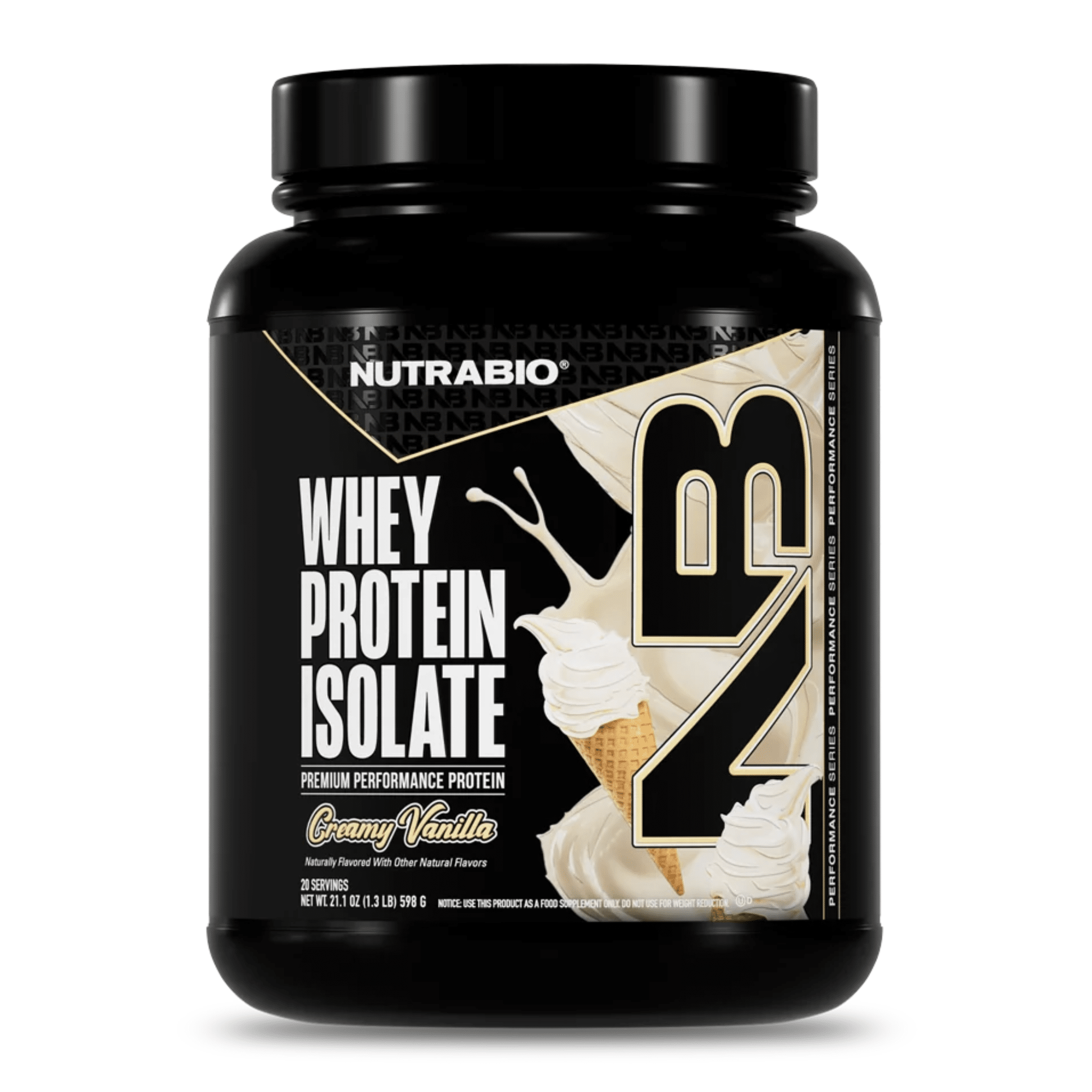 Nutra Bio 100% Whey Isolate protein powder, 20sv size, Vanilla flavor