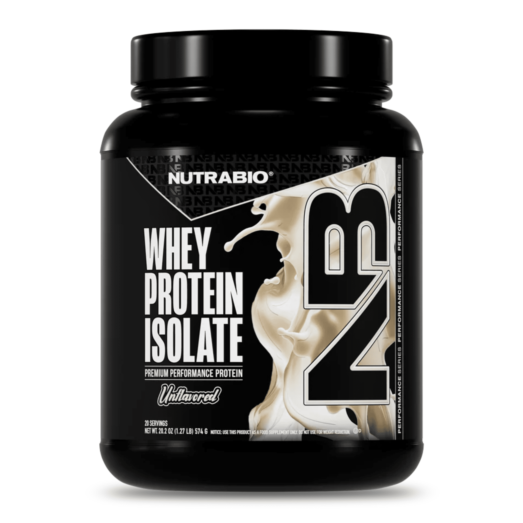 Nutra Bio 100% Whey Isolate protein powder, 20sv size, Unflavored flavor
