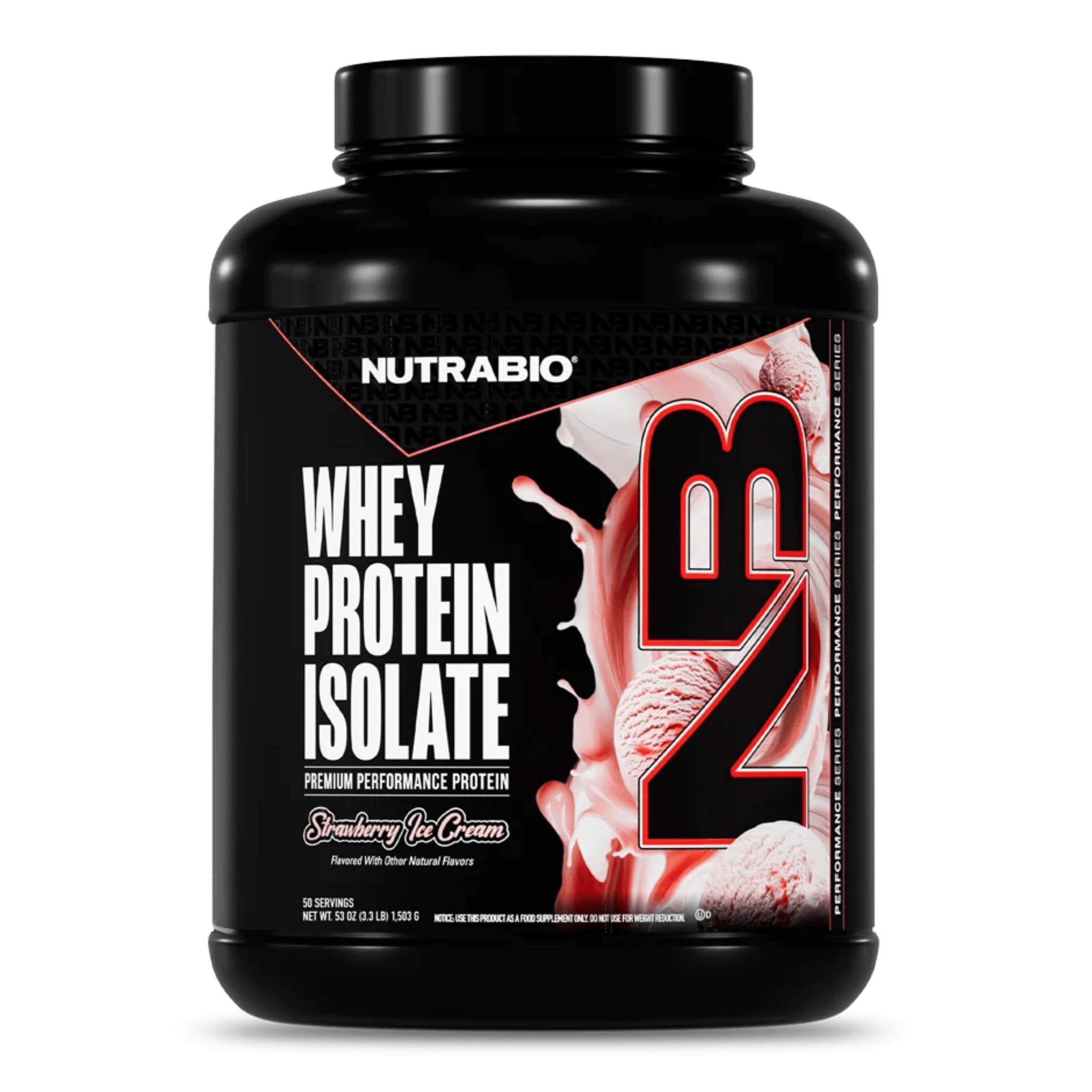 Nutra Bio 100% Whey Isolate protein powder, 50sv size, Strawberry flavor