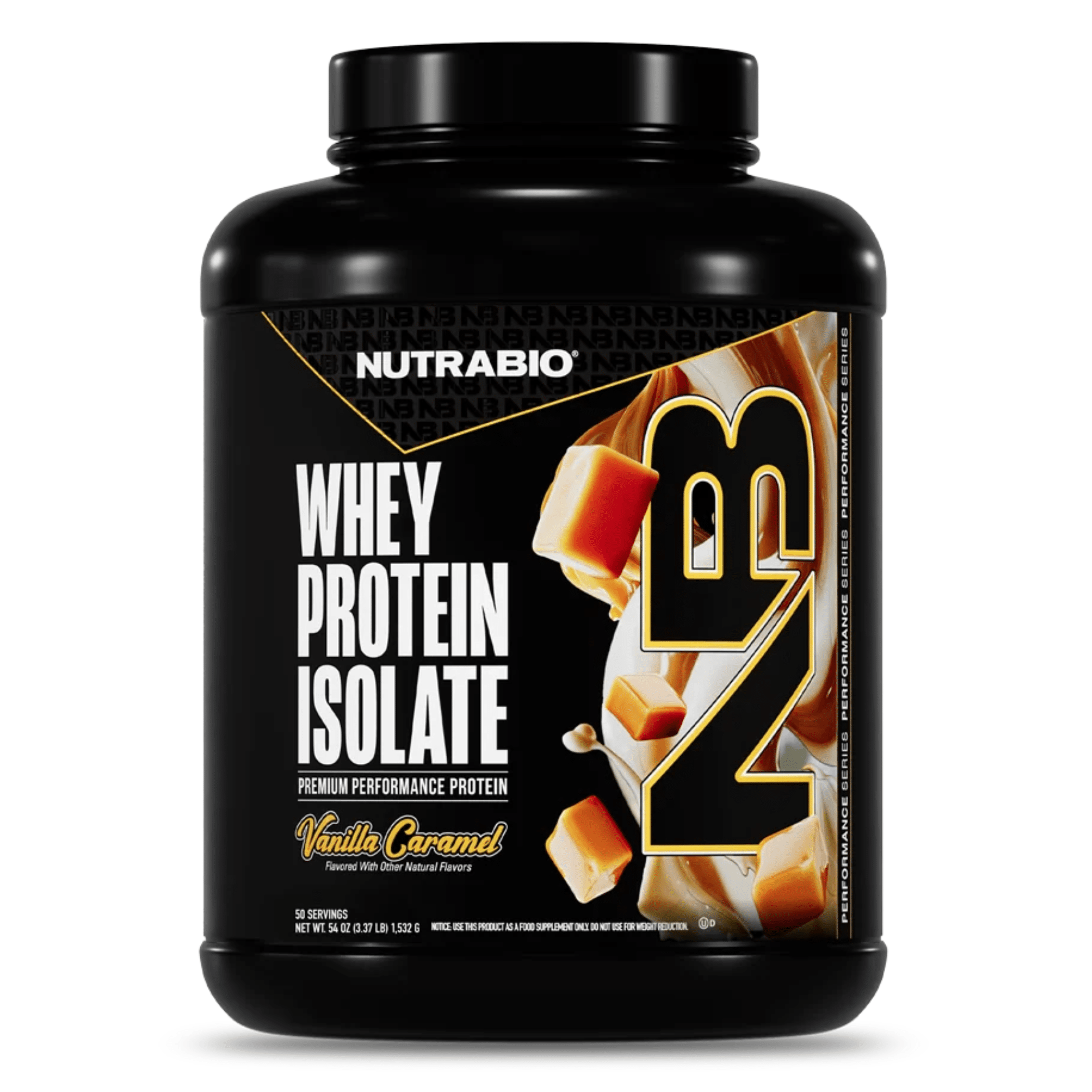 Nutra Bio 100% Whey Isolate protein powder, 50sv size, Vanilla Salted Caramel flavor