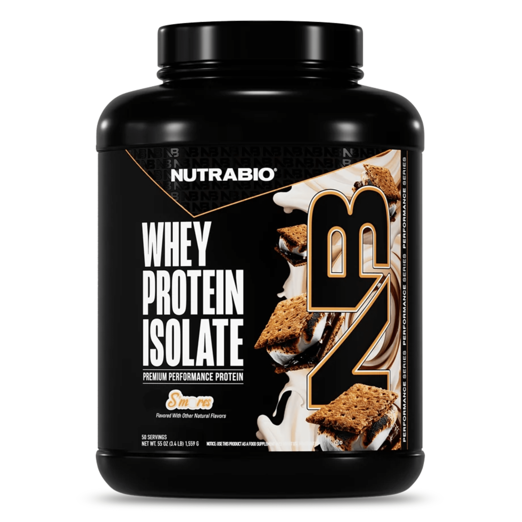 Nutra Bio 100% Whey Isolate protein powder, 50sv size, S'mores flavor