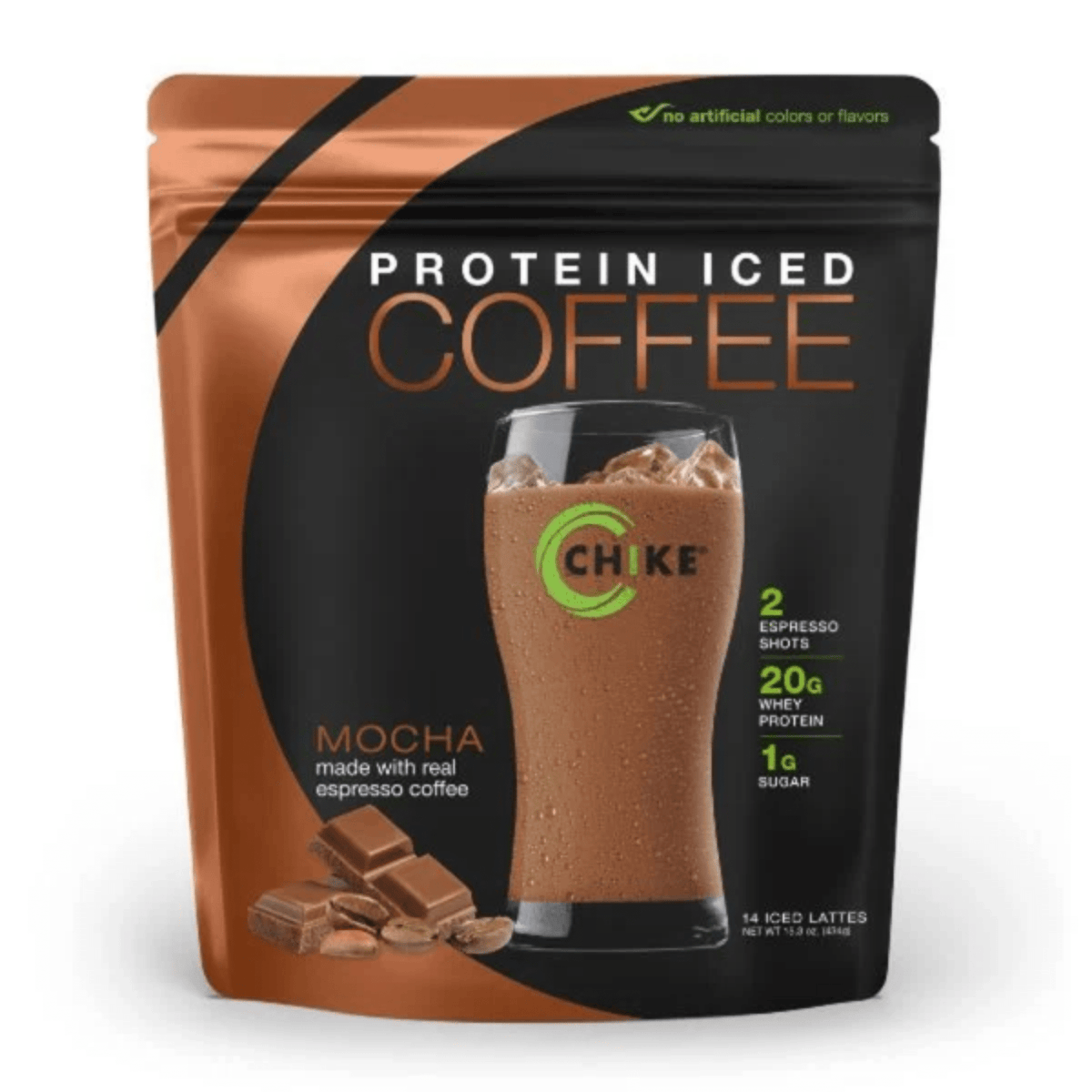 Chike High Protein Iced Coffee Mocha 14 serving bag, 20g whey protein and 150mg caffeine