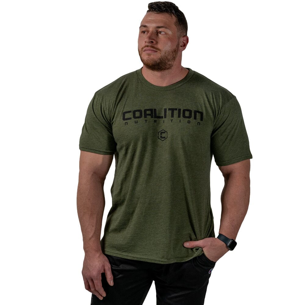 🎁 Coalition Nutrition Premium Black Logo Tee - Army (Discount)