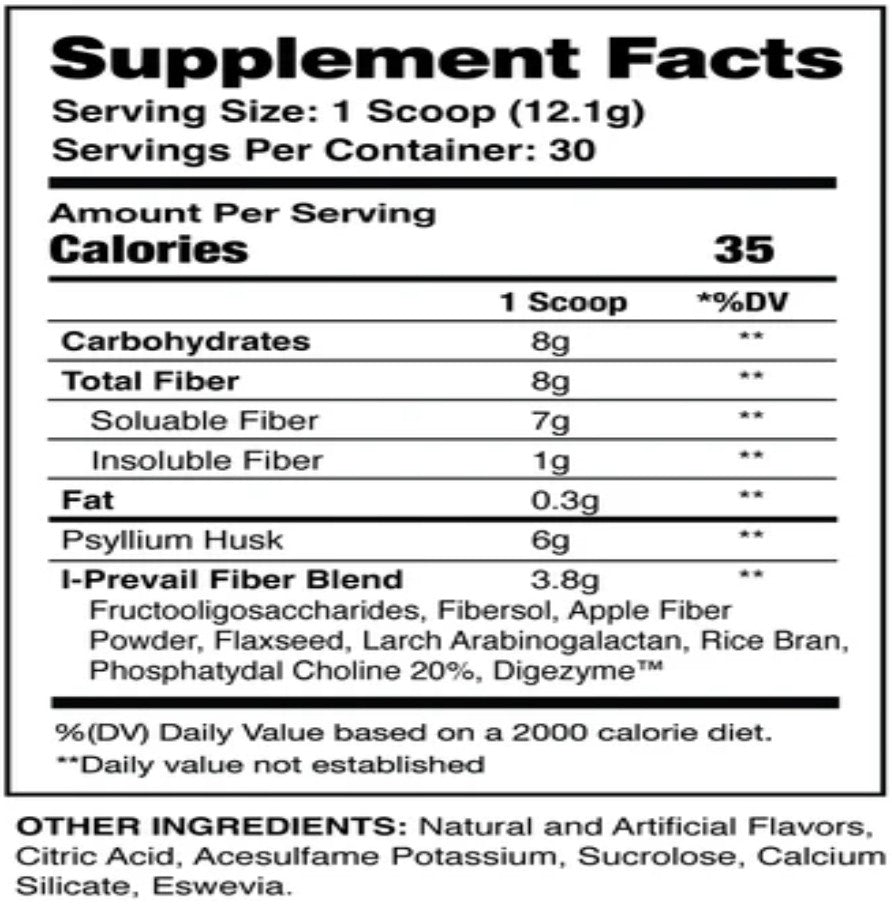 Prevail Label I Prevail Supplements Fiber
