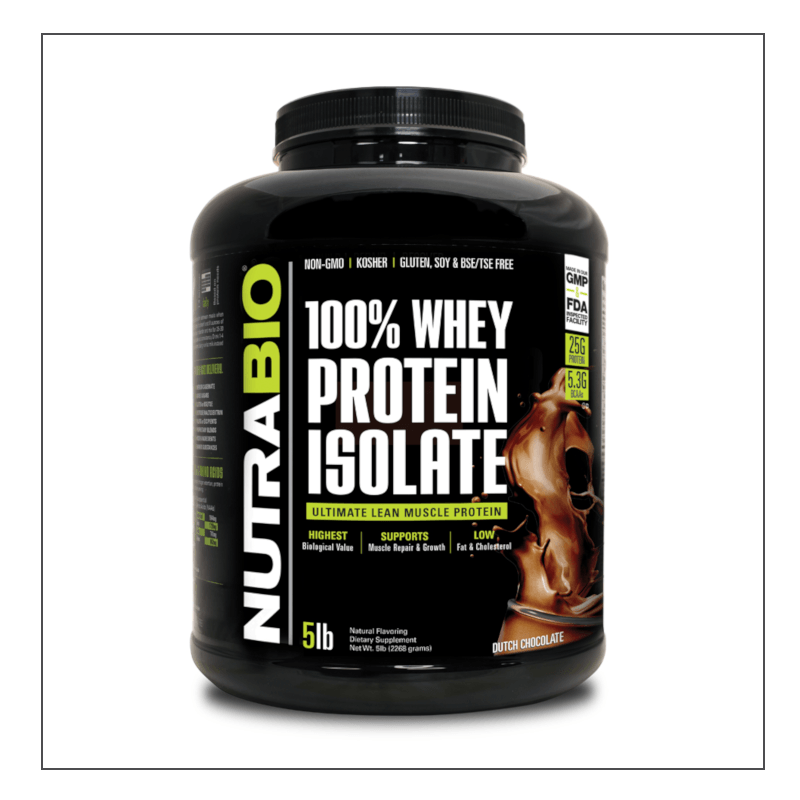 Dutch Chocolate 5lb. Nutra Bio 100% Whey Isolate Coalition Nutrition