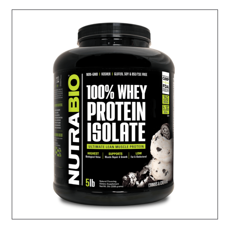 Cookies & Cream 5lb. Nutra Bio 100% Whey Isolate Coalition Nutrition