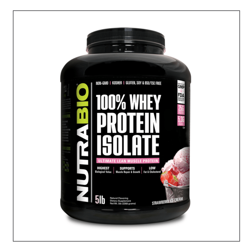 Strawberry Ice Cream 5lb. Nutra Bio 100% Whey Isolate Coalition Nutrition