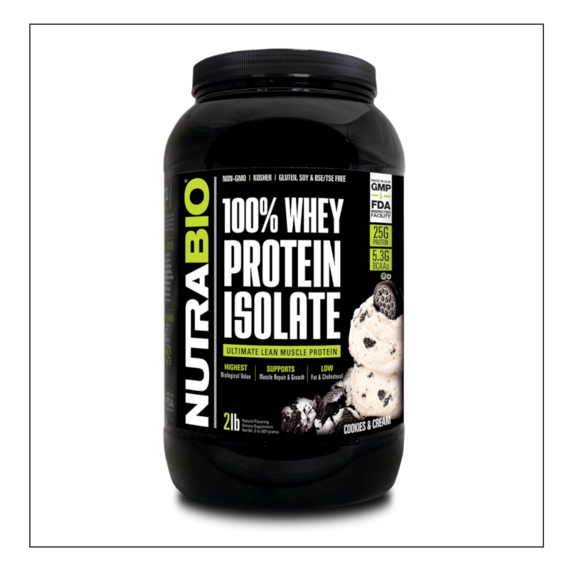 Cookies and cream 2lb. Nutra Bio 100% Whey Isolate Coalition Nutrition