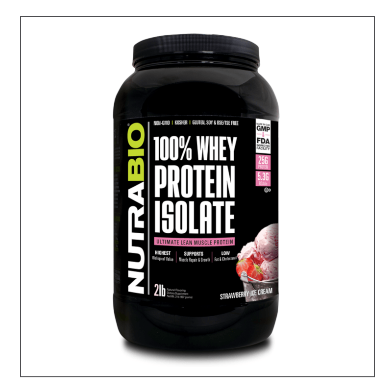 Strawberry Ice Cream 2lb. Nutra Bio 100% Whey Isolate Coalition Nutrition
