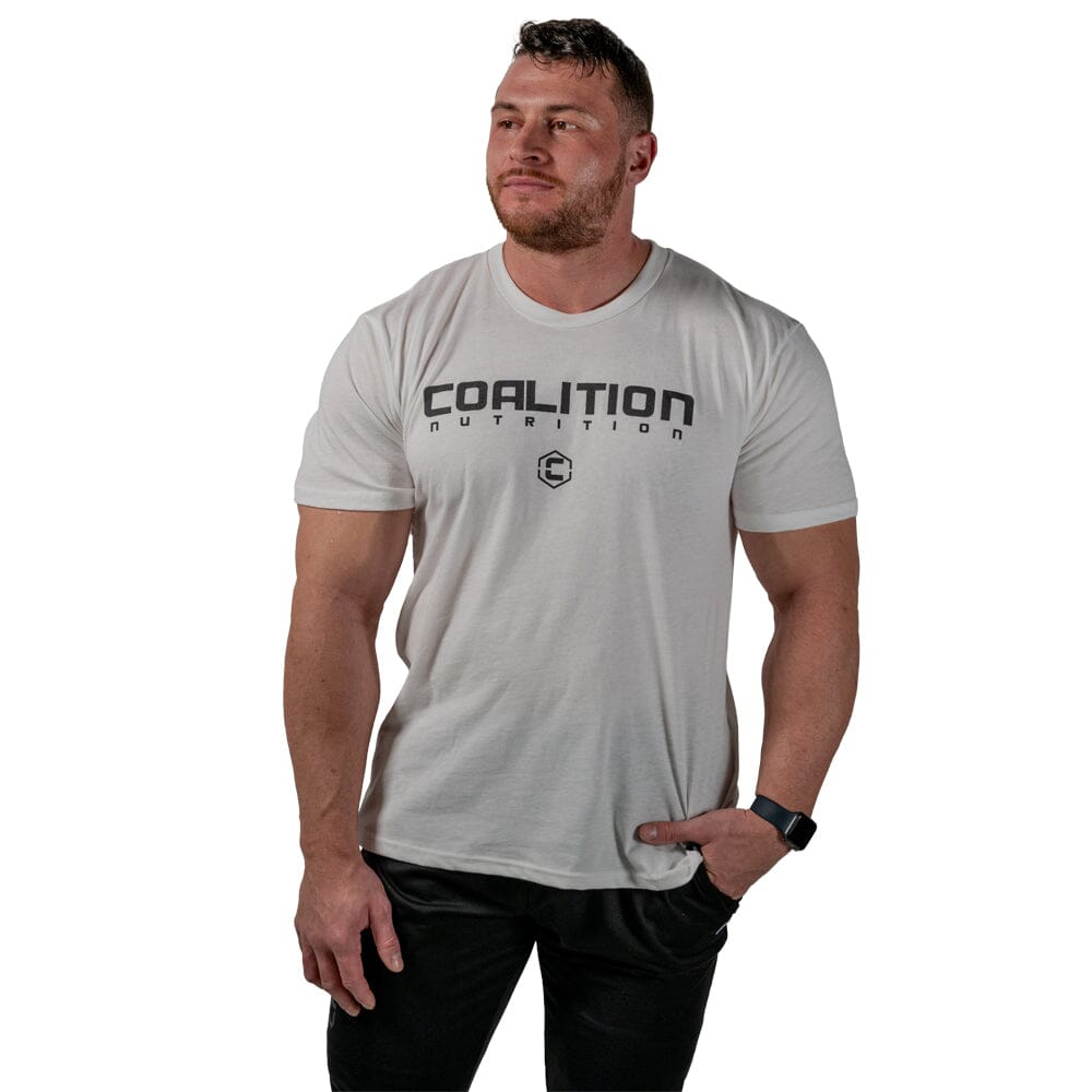 Front Coalition Nutrition Premium Black Logo Tee - White