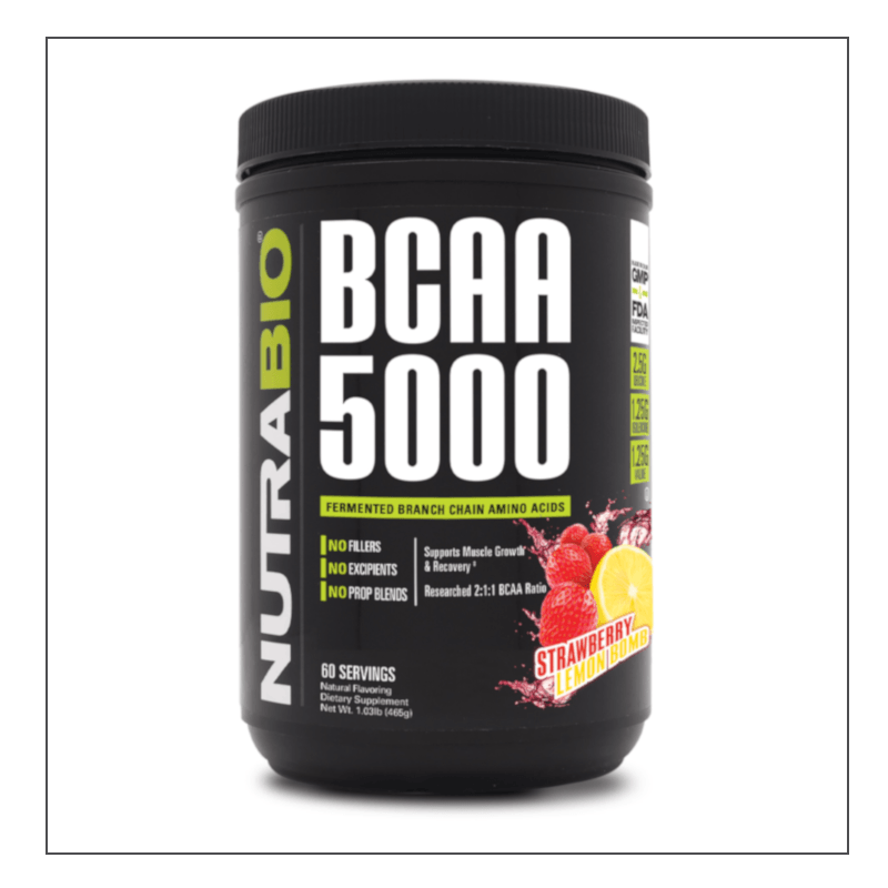 Strawberry Lemon Bomb Nutra Bio BCAA 5000 Coalition Nutrition 