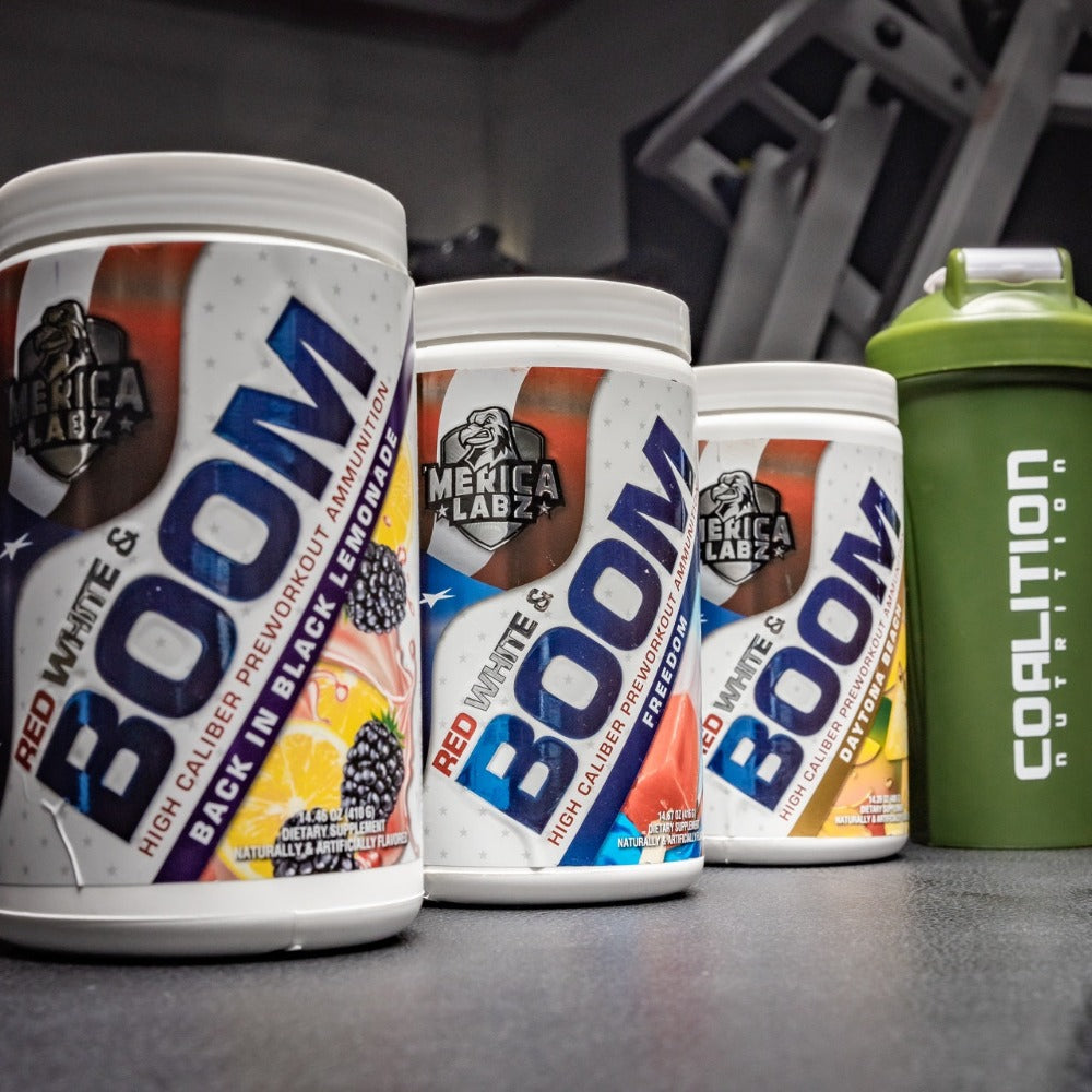 Merica Labz Red, White, & Boom Pre Workout Coalition Nutrition 