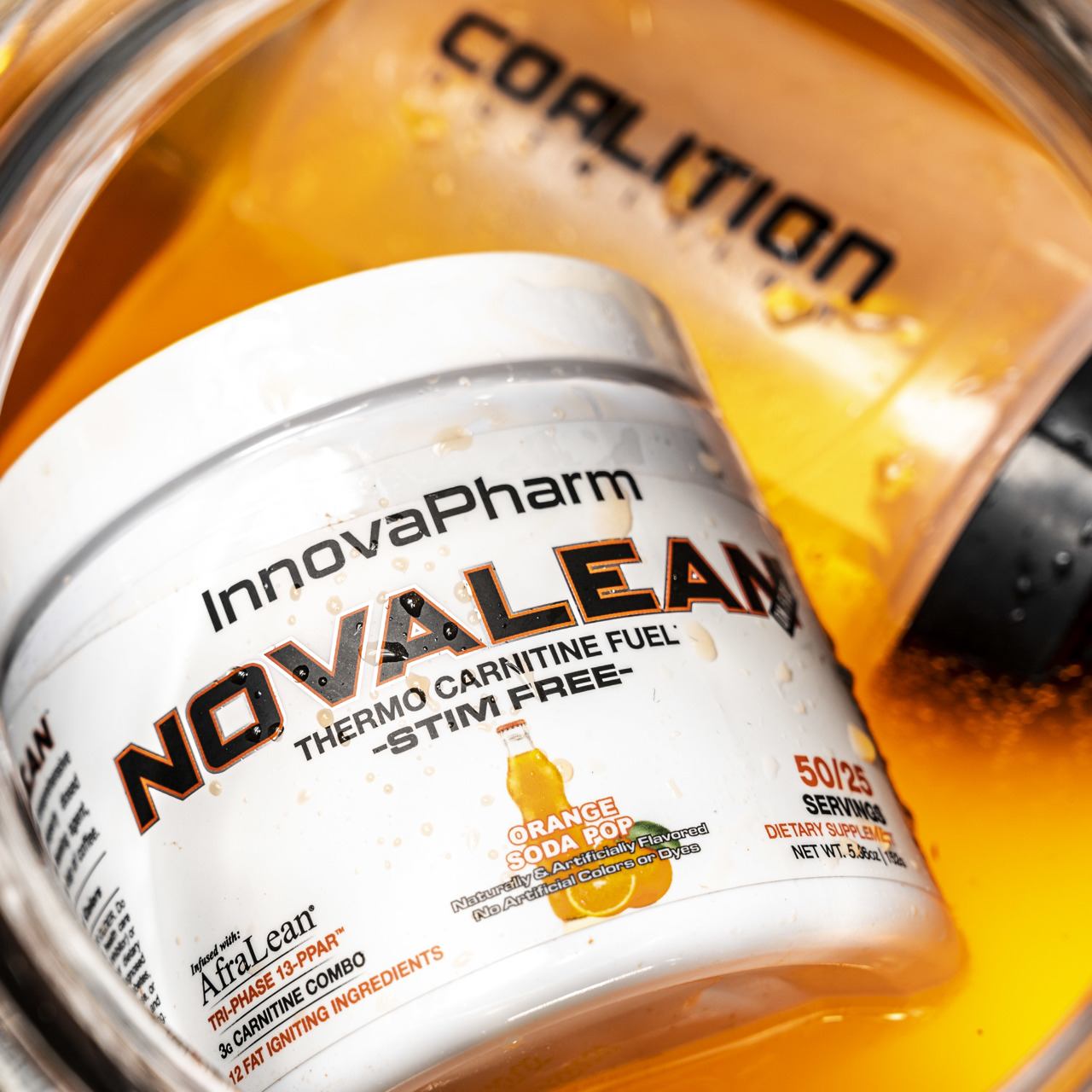 Orange Soda Pop Innova Pharm NovaLean Thermo Carnitine Fuel Coalition Nutrition