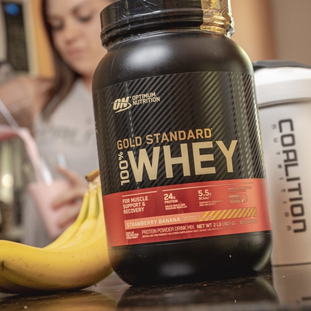 Strawberry Banana Optimum Nutrition 100% Gold Standard Whey Coalition Nutrition