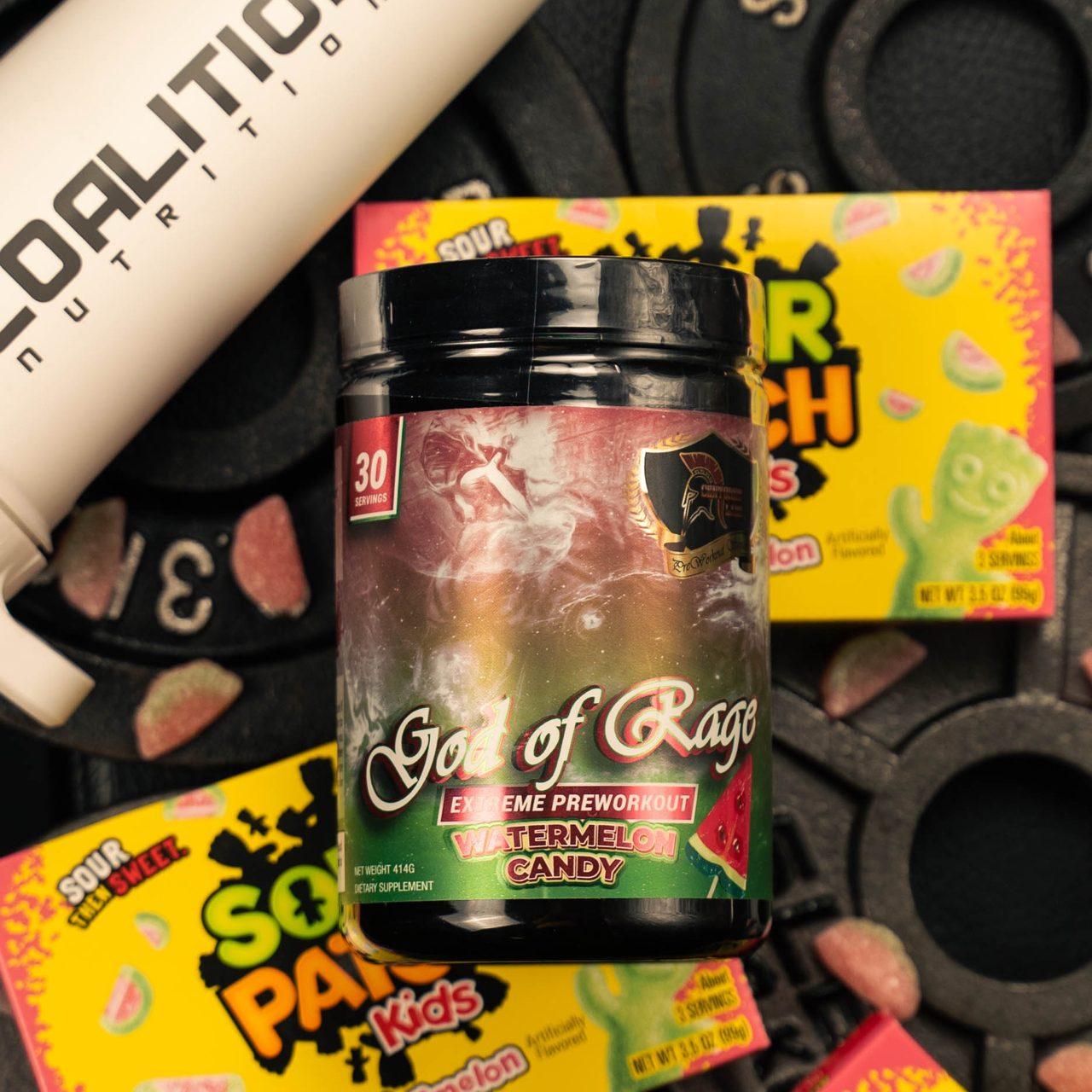 Centurion Labz God of Rage Extreme Pre Workout Limited Edition Flavor Watermelon Candy with Shaker Coalition Nutrition